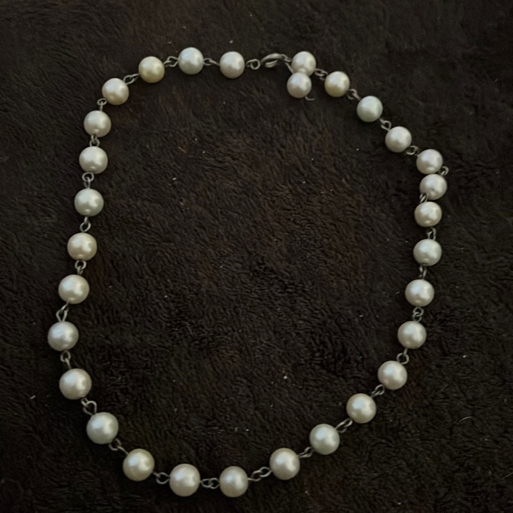 Vintage tin cup pearl necklace